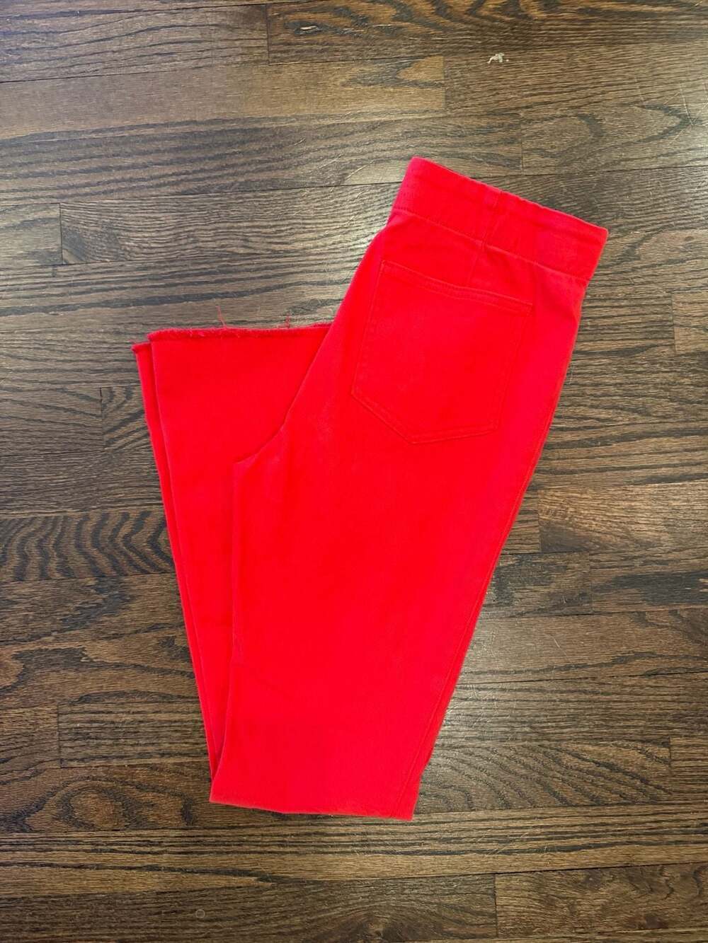 Newbury Kustom Red Flare Pants Women’s Medium High Rise Raw Hem Retro